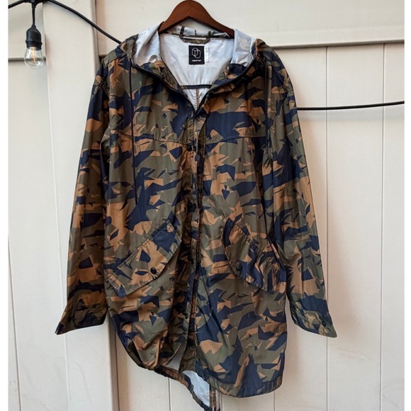 Original Use Other - Original Use Mens Geometric Camo Hooded Parka Windbreaker Jacket Brown Green L